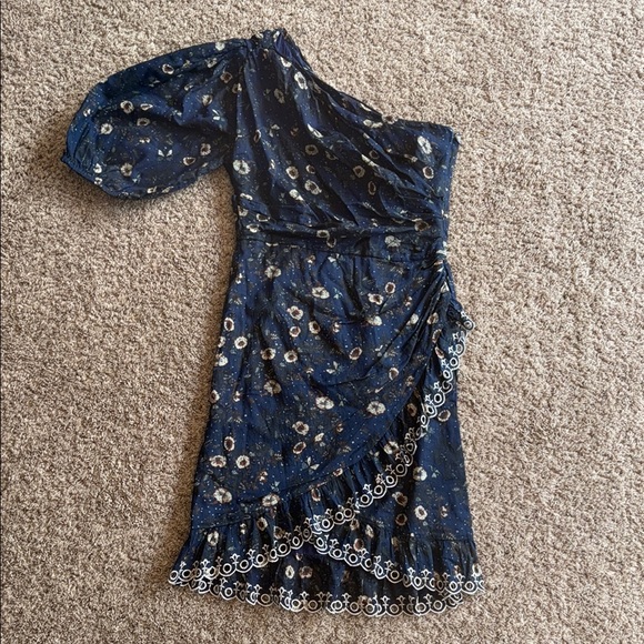 Isabel Marant Etoile one shoulder dark navy floral dress size 40 or 8 - Picture 1 of 10